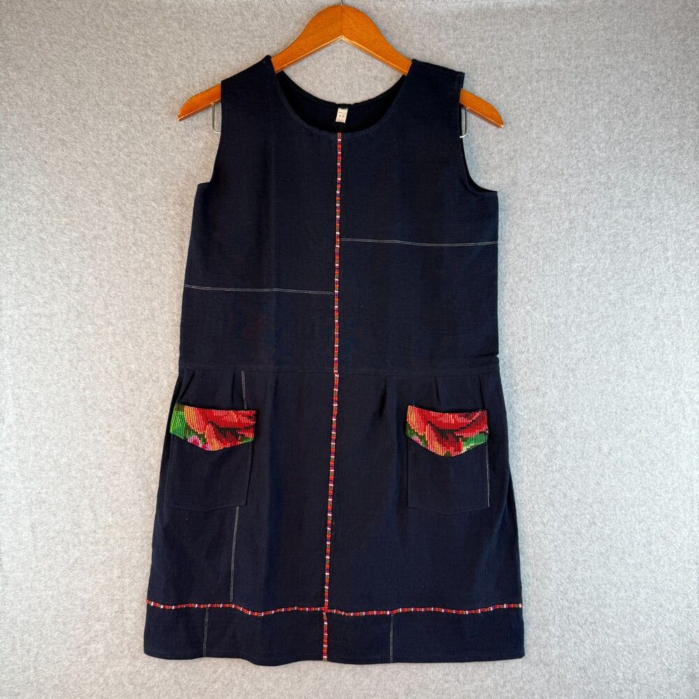 Embroidered Blue Artisanal/Traditional Youth's Dress Size 12 Made in Guatemala